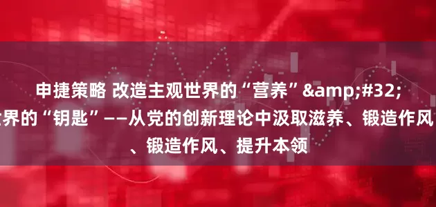 申捷策略 改造主观世界的“营养”&#32;改造客观世界的“钥匙”——从党的创新理论中汲取滋养、锻造作风、提升本领